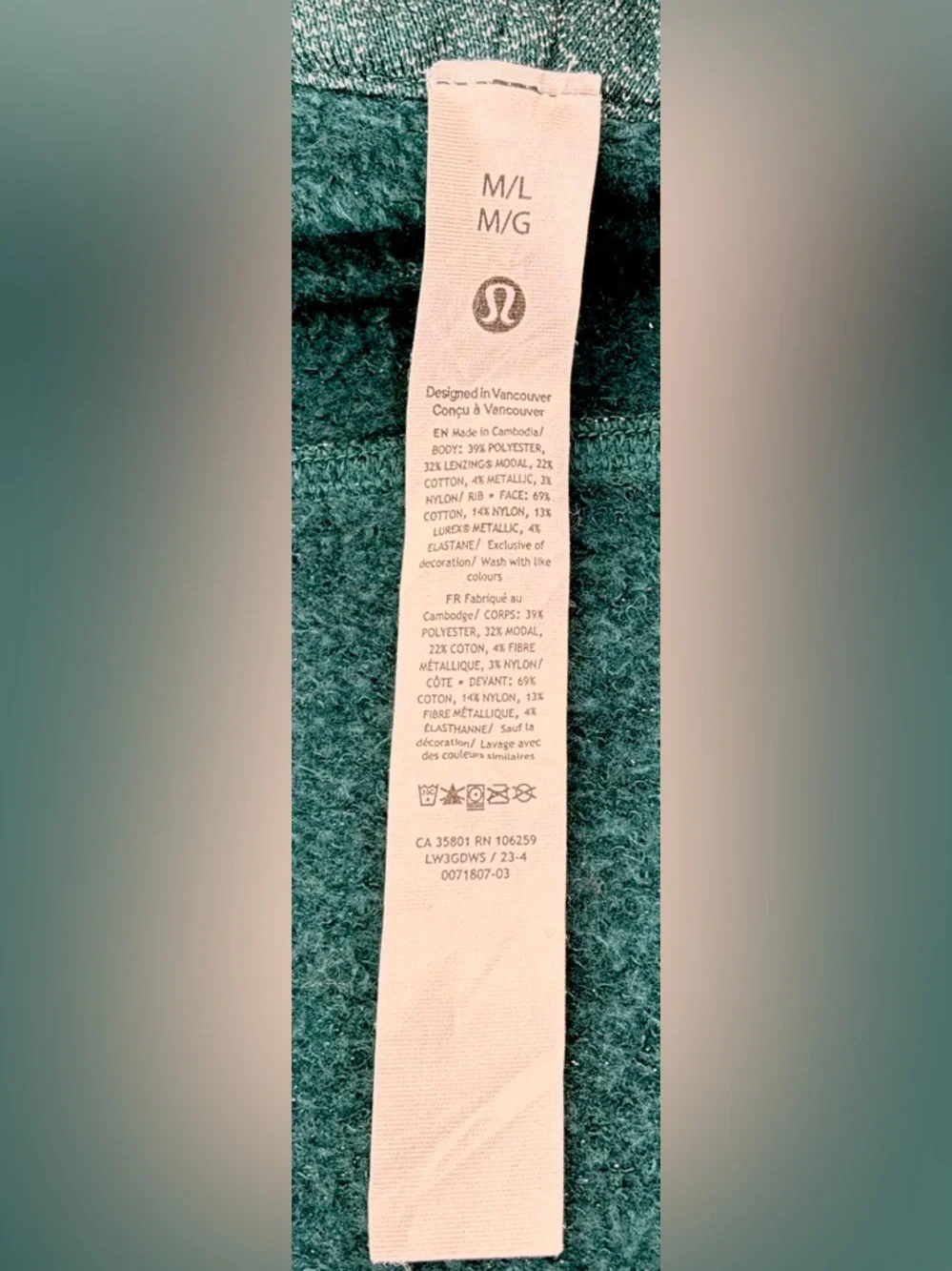 NWOT Lululemon Scuba Oversized Half-Zip Hoodie Spark Storm Teal Silver M/L